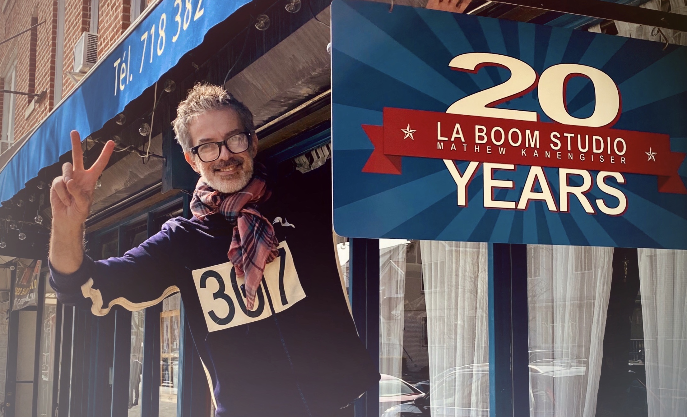 La Boom Studio 20 year anniversary sign